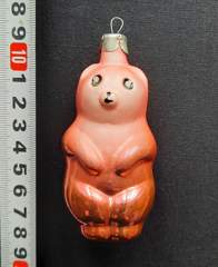 Советская ёлочная игрушка "Медведь оранжевый 2"