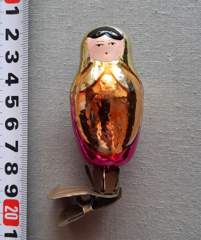 Советская ёлочная игрушка "Матрешка прищепка 5"