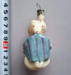 Советская ёлочная игрушка "Мишка с гармошкой подвес"