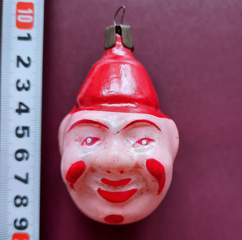 Советская ёлочная игрушка "Голова клоуна 4"