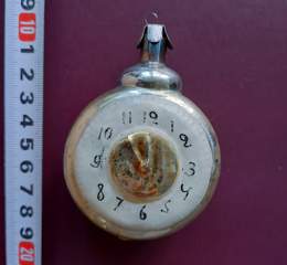 Советская ёлочная игрушка "Часы "5 минут" 5"