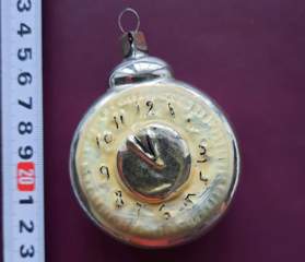 Советская ёлочная игрушка "Часы "5 минут" 4"