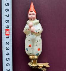 Советская ёлочная игрушка "Клоун с дудочкой прищепка 3"