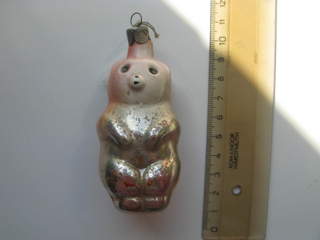 Советская ёлочная игрушка "Медведь желтый"