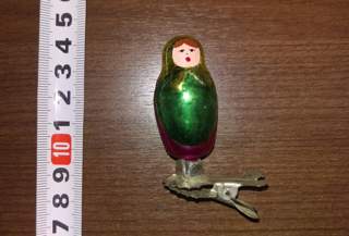 Советская ёлочная игрушка "Матрешка прищепка маленькая 2"